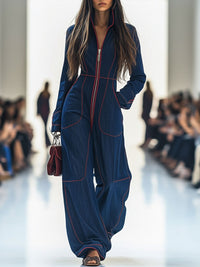 Mila | Sophisticated And Cozy Wide-Leg Long-Sleeve Jumpsuit