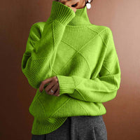 Analia | Chic And Cozy Diamond Knit Turtleneck Sweater