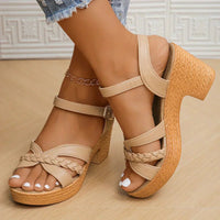 Avery | Women's Braided Strap Wedge Sandals with Ankle Buckle