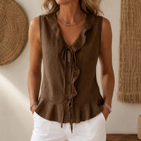 Ariana | Ruffle V-Neck Blouse with Peplum Hem