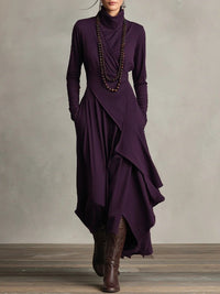 Elina | Elegant And Flowing Turtleneck Maxi Dress