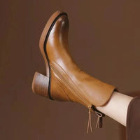 Evelyn | Premium Leather Style Ankle Boots with Zipper