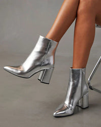 Davina | Metallic Ankle Boot with Block Heel