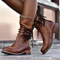 Marina | Western Studded Lace-Up Ankle Boots