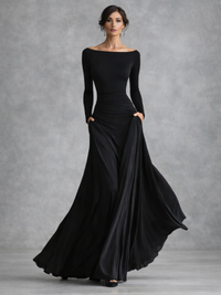 Aurora | Draped Long Sleeve Maxi Dress