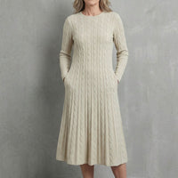 Ophelia | Cable-Knit Maxi Dress with Vertical Ribbed
