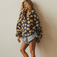 Emery | Cozy And Feminine Floral Sherpa Fleece Sweater