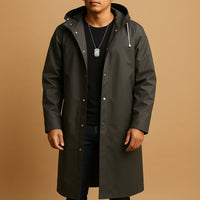 Everett | Men's Waterproof Hooded Long Rain Jacket
