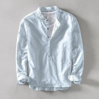 Calveo | Effortless Relaxed Style Linen Mandarin Shirt