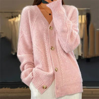 Linda | Elegant Textured Button-Front Knit Cardigan