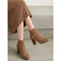 Nova | Buckle-Strap Block Heel Ankle Boots