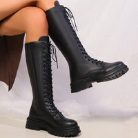 Brielle | Chunky Platform Lace-Up Knee High Boots
