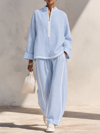 Natalia | Relaxed Fit Linen Oversized Top and Wide Leg Pants Set