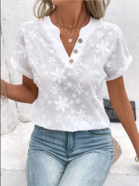 Dahlia | Floral Embroidered V-Neck Blouse