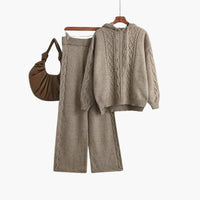 Natalie | Oversized Knit Hoodie & Wide-Leg Set