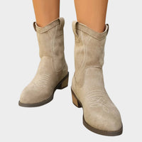 Valentina | Women's Western Embroidered Suede Ankle Boots