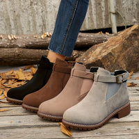 Andrea | Buckle-Strap Suede Chelsea Ankle Boots