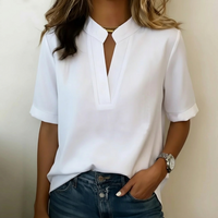 Julia | Polished Style Notch V-Neck Blouse