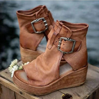 Marceline | Open Toe Buckle Wedge Sandals