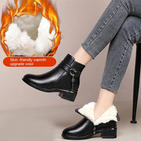 Natalie | Genuine Leather Ankle Boots with Metal Buckle