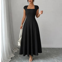 Zoey | Sculpted Square Neck Style A-Line Midi Dress